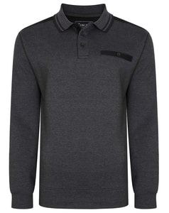 KAM Tipped Collar Polo Sweater Charcoal
